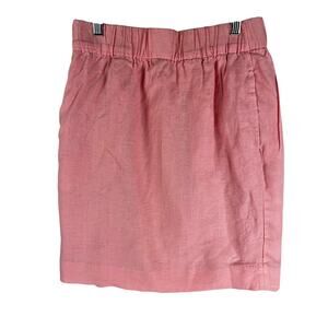 J.Crew Womens Pull-On Skirt in Beauchamps Linen XS Dover Pink Lined Pockets